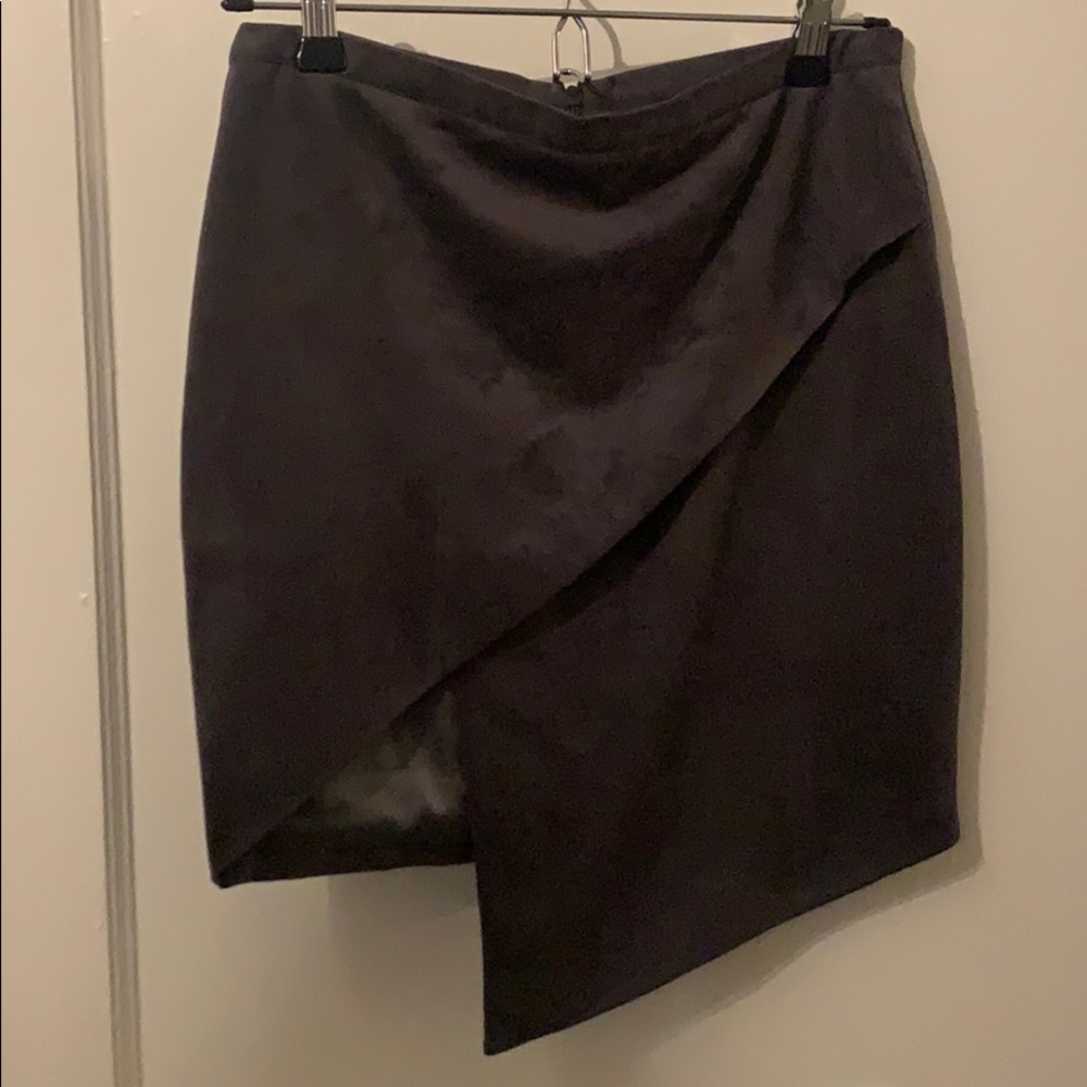Suede Grey Asymmetrical Skirt